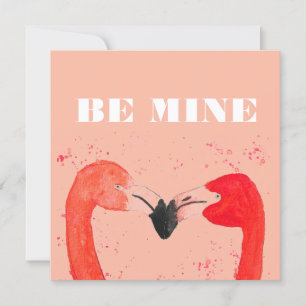 Valentines Day I Love You Flamingo Birds Holiday Card