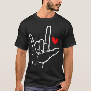 Valentines Day I Love You Hand Sign Asl Heart Men  T-Shirt