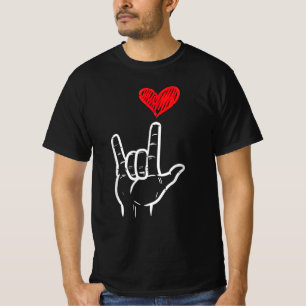 Valentines Day I Love You Hand Sign ASL Heart  T-Shirt