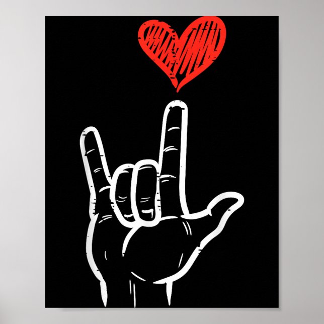Valentines Day I Love You Hand Sign Asl Heart Wome (Front)