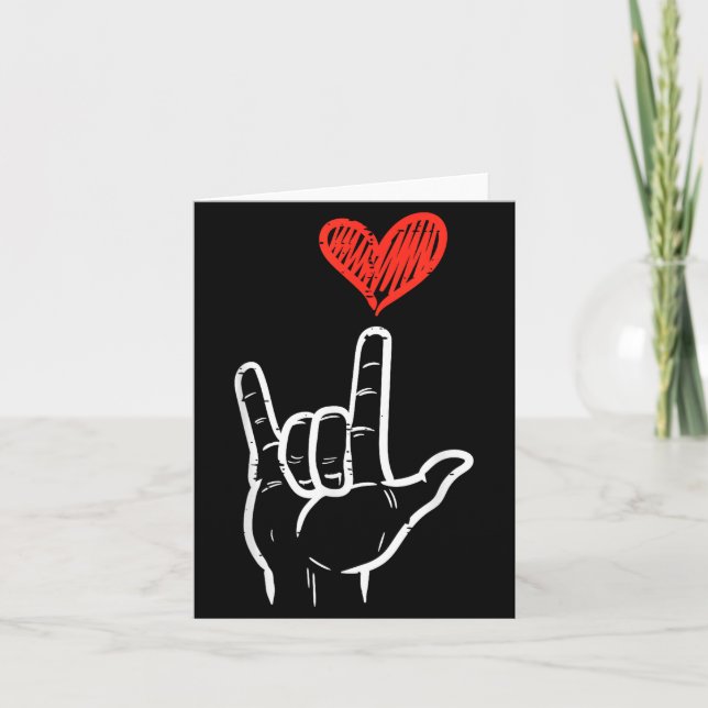 Valentines Day I Love You Hand Sign Asl Heart Wome Card (Front)