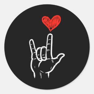 Valentines Day I Love You Hand Sign Asl Heart Wome Classic Round Sticker