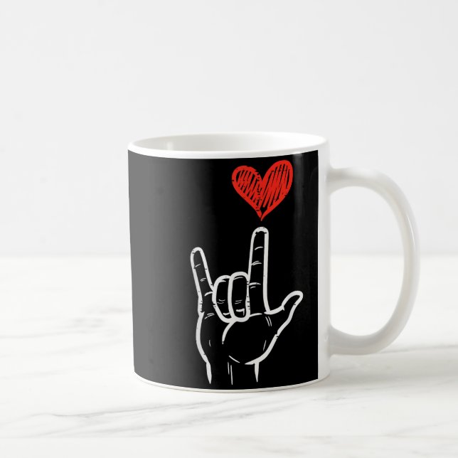 Valentines Day I Love You Hand Sign Asl Heart Wome Coffee Mug (Right)