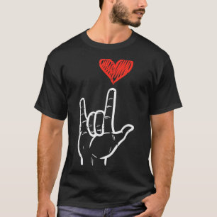 Valentines Day I Love You Hand Sign Asl Heart Wome T-Shirt