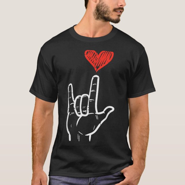 Valentines Day I Love You Hand Sign Asl Heart Wome T-Shirt (Front)