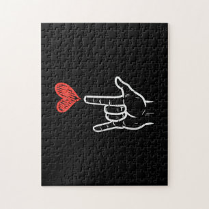 Valentines Day I Love You Hand Sign ASL HeartVWome Jigsaw Puzzle