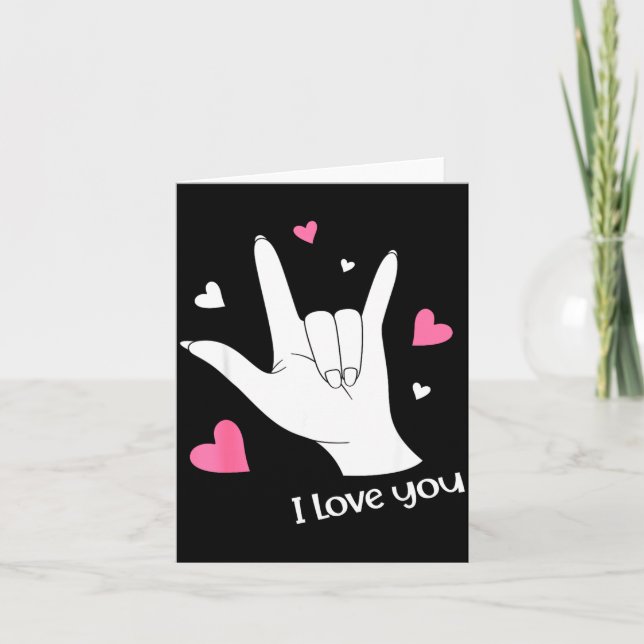 Valentines Day I Love You Hand Sign Language Asl H Card (Front)
