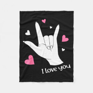 Valentines Day I Love You Hand Sign Language Asl H Fleece Blanket