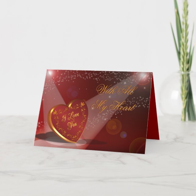 Valentine's Day I love you Heart in spotlight Holiday Card (Front)