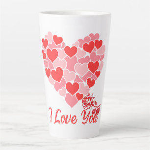 Valentine's Day I Love You hearts and rose Latte Mug