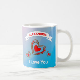 Valentine's Day I Love You Hearts Personalise Coffee Mug
