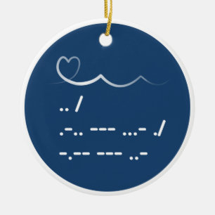 Valentine's Day I love you Morse code Ceramic Ornament