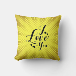 Valentines Day I Love You on Yellow Gold Sunburst Cushion