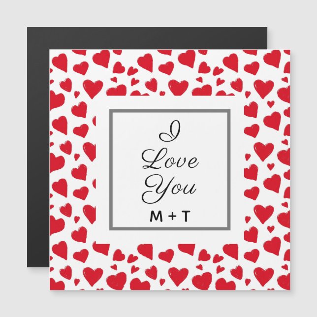 Valentines Day I Love You Red Hearts Personalised (Front/Back)