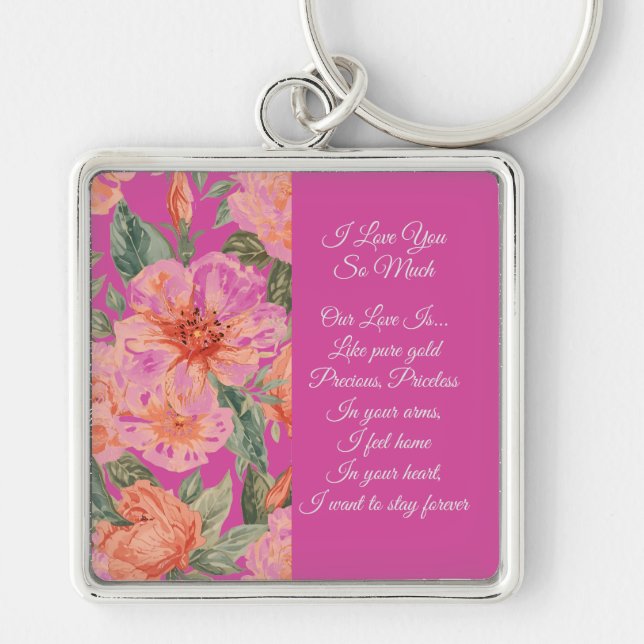 Valentines Day, I Love You So Much, Love Poem Keyc Key Ring (Front)