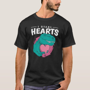 Valentines Day I Steal Hearts Love Trex Boys Kids  T-Shirt
