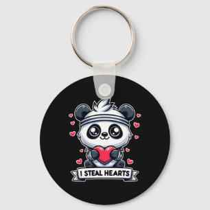 Valentine's Day I Steal Hearts Panda Bear Cute Fun Key Ring