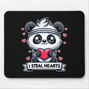 Valentine's Day I Steal Hearts Panda Bear Cute Fun Mouse Pad