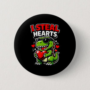 Valentines Day I Steal Hearts T-rex  6 Cm Round Badge