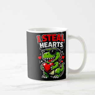 Valentines Day I Steal Hearts T-rex  Coffee Mug