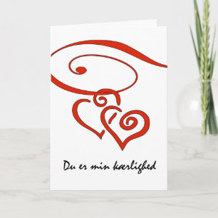 Valentine's Day in Danish, Hearts Swirl Together Holiday Card