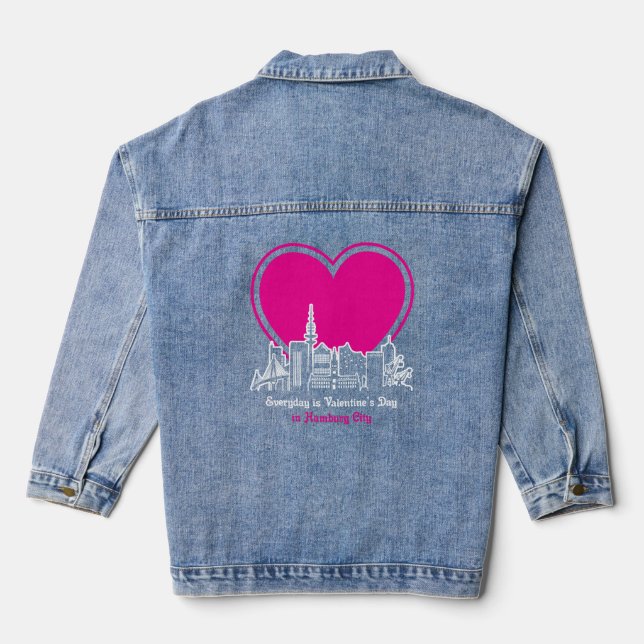 Valentine's Day in Hamburg City Denim Jacket (Back)