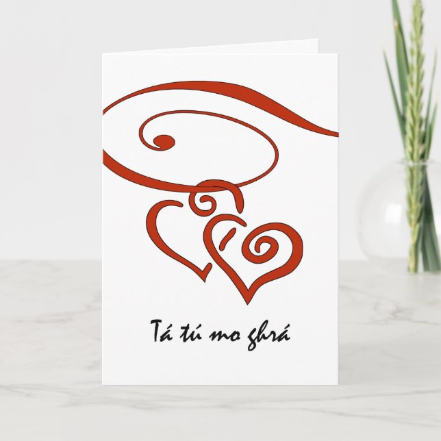 Valentine's Day in Irish, Hearts Swirl Together Holiday Card (Front)