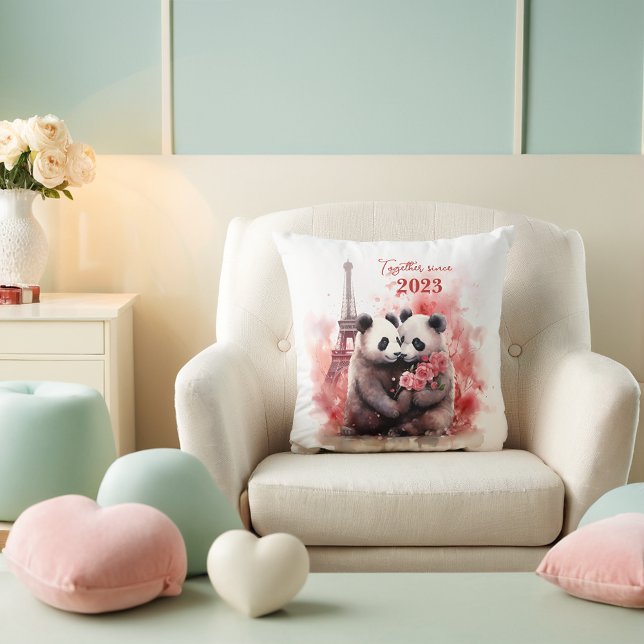 Valentine's Day in Paris - Couple of pandas -  Cushion (Creator Uploaded)