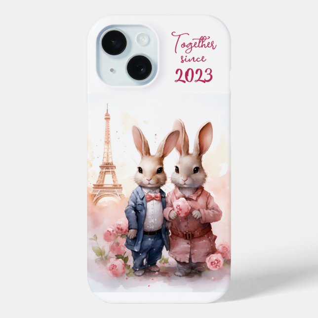 Valentine's Day in Paris - Couple of rabbits -  Case-Mate iPhone Case (Back)