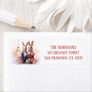 Valentine's Day in Paris - Couple of Rabbits -  Return Address Label