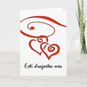 Valentine's Day in Romanian, Hearts Swirl Together Holiday Card