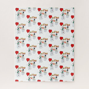 Valentine's Day Jigsaw Puzzle Hearts Fire Snowman