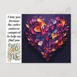Valentine's day just you and me holiday postcard