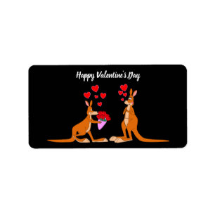 Valentines Day Kangaroos Label