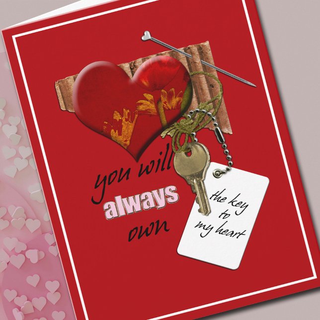 Valentine's Day Key to My Heart Pink Card (Your sweetheart is going to love this Valentine.)