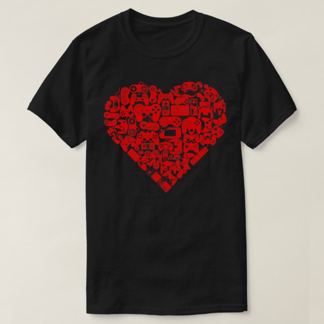 Valentine's Day  Kids Boys Men Gamer Heart Control T-Shirt (Design Front)