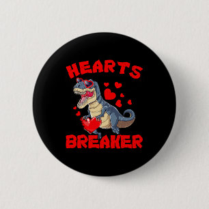 Valentines Day Kids Dinosaur T Rex Lover Hearts Br 6 Cm Round Badge
