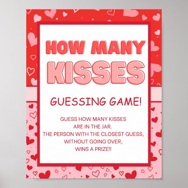 Valentine's Day Kisses Guessing Game Sign (Front)