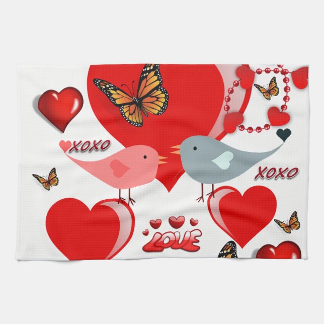 Valentine's Day Kitchen hand towel (Horizontal)