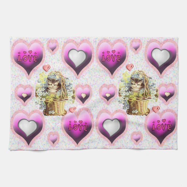 Valentine's Day Kitchen hand towel (Horizontal)