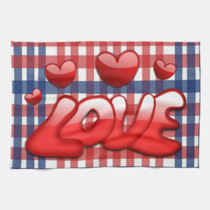 Valentine's Day Kitchen hand towel, Love Tea Towel