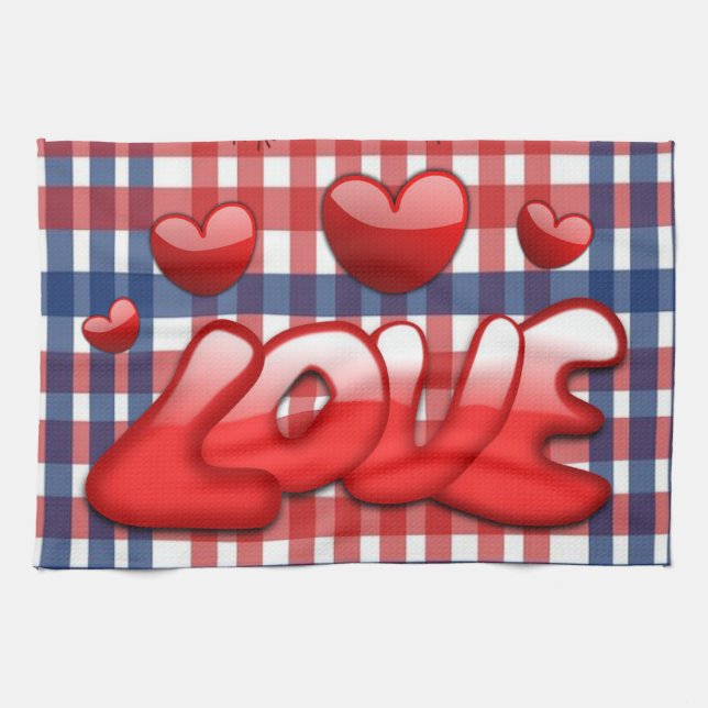 Valentine's Day Kitchen hand towel, Love Tea Towel (Horizontal)