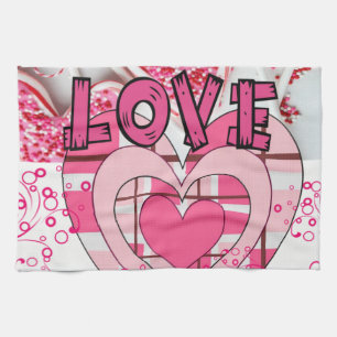 Valentine's Day Kitchen hand towel, Love Tea Towel