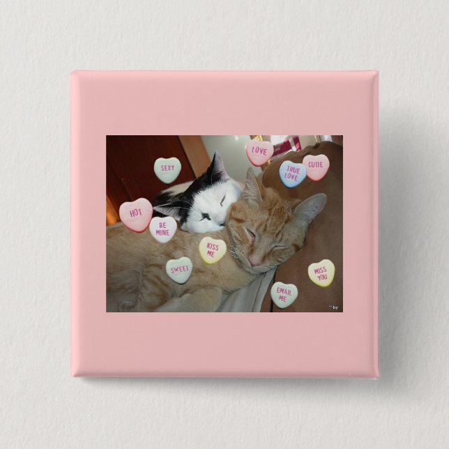 Valentine's Day Kittens 15 Cm Square Badge (Front)