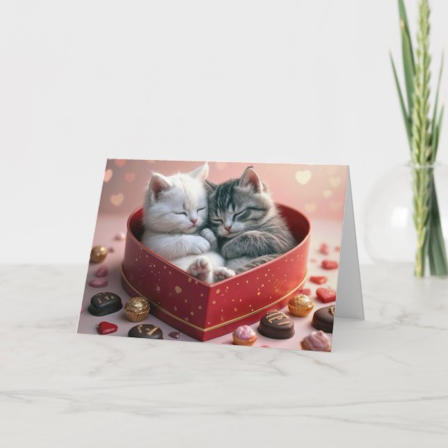 Valentine's Day Kittens In a Candy Box Card (Front)