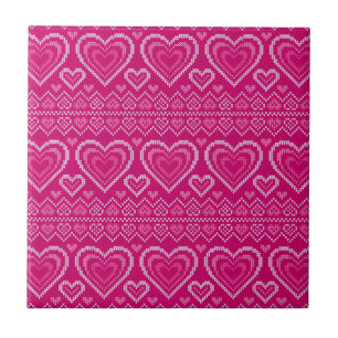 Valentine's Day Knitted Pattern 2 Ceramic Tile