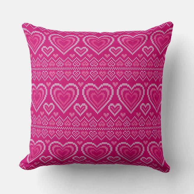 Valentine's Day Knitted Pattern 2 Cushion (Front)