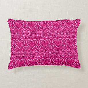 Valentine's Day Knitted Pattern 2 Decorative Cushion