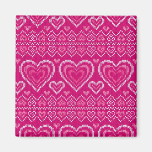 Valentine's Day Knitted Pattern 2 Magnet