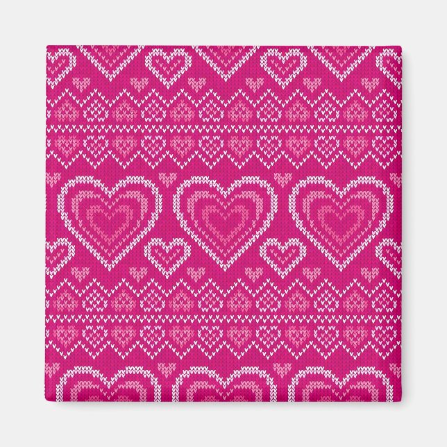 Valentine's Day Knitted Pattern 2 Magnet (Front)